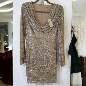 JEWEL BY BADGLEY MISCHKA Cowl Neck Long Sleeve Mini Dress Size 2